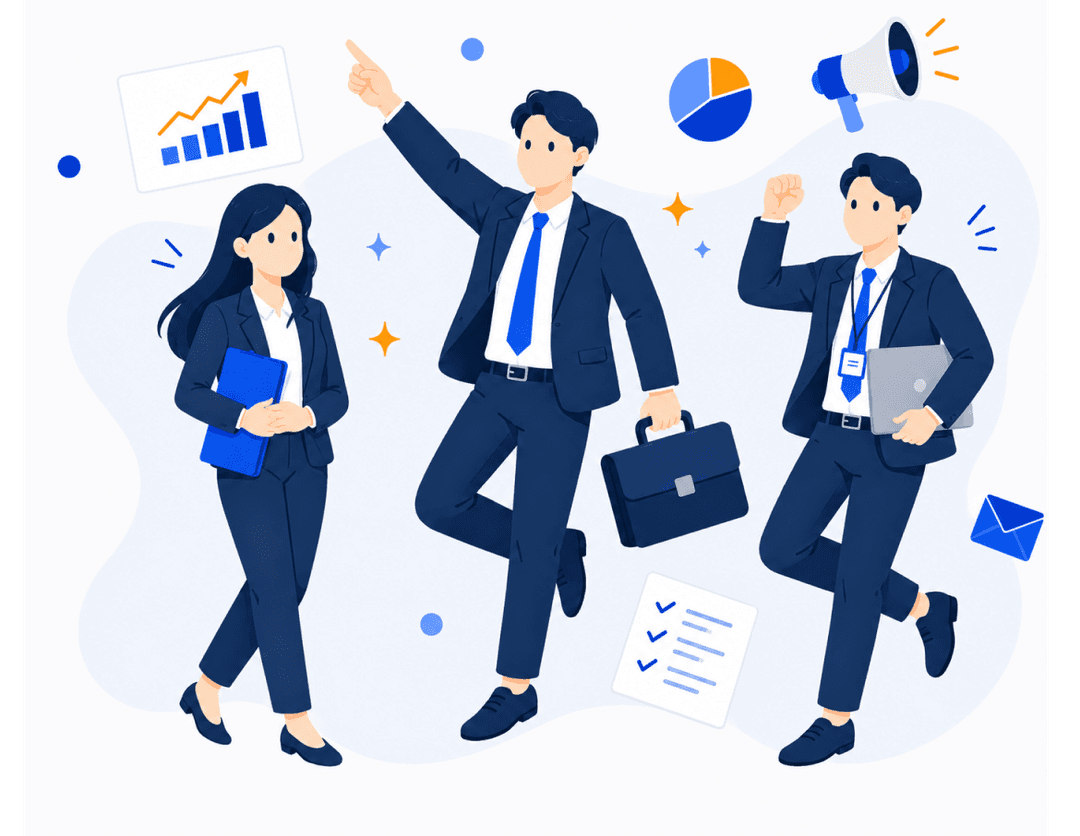 営業フリーランスとして活躍する人材のイラスト