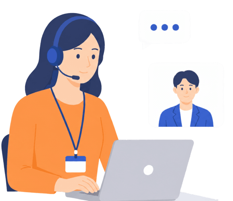 ヘッドセットを着けて対応する営業プロ人材