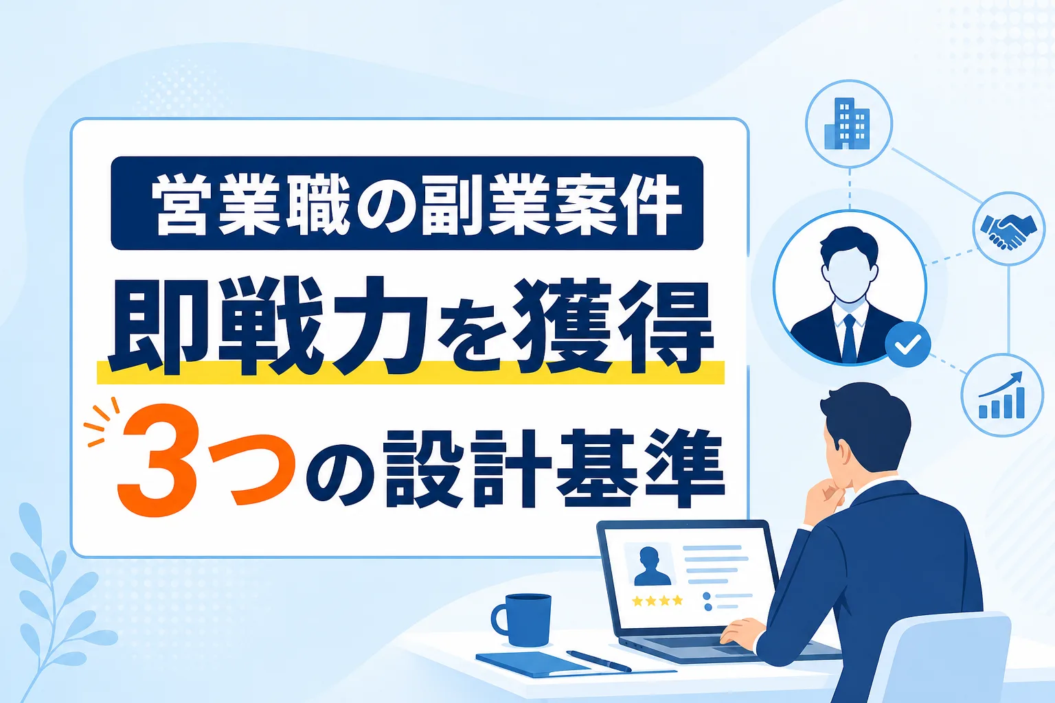 【企業向け】営業職の副業案件の作り方!即戦力を獲得する3つの設計基準