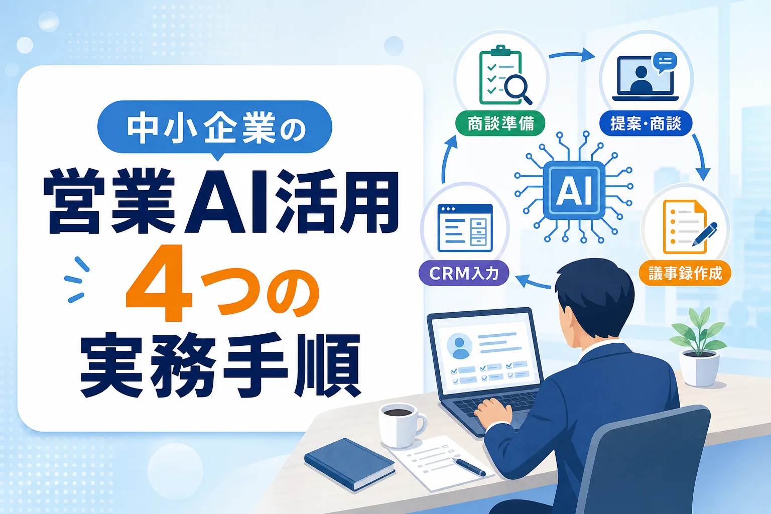 【実務で定着】中小企業の営業AI活用法｜商談準備からCRM入力までの4手順