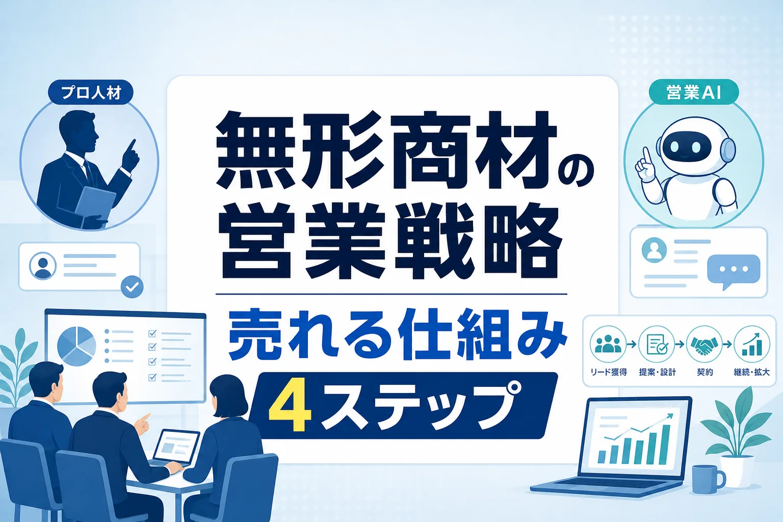 【属人化を防ぐ】無形商材の営業戦略｜即戦力とAIで売れる仕組みを作る4ステップ